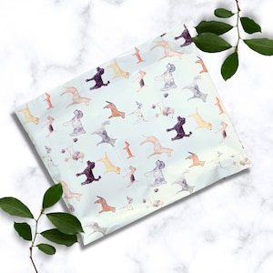 Sobres de envío de poliéster de 10&quot; x 13&quot; con diseño de perros en acuarela, bolsas de envío premium de 3,15 milésimas, envío gratuito, embalaje para perros adorables