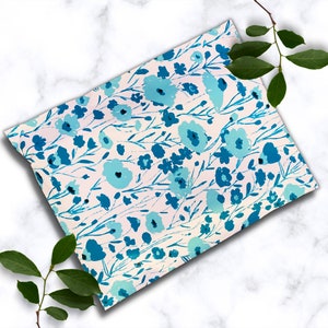 50 Count Blue Floral 10"x13" Poly Shipping Mailer 3.15 Mil Premium Shipping Bags- Free Shipping- Blue Floral Print Poly Mailers Matte Finish