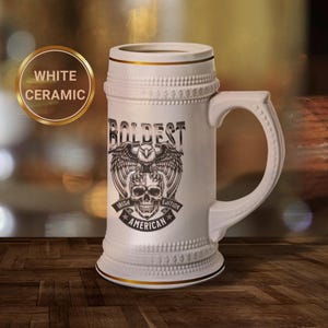 Irish Vintage Beer Stein: 22oz Ceramic Mug with Gold Decor