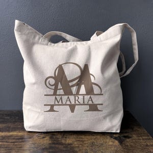 Monogrammed Tote, Custom Name Canvas Tote Bag, Monogram Canvas Bag, Initial Beach Bag, Monogrammed Bridal Party Totes Gift