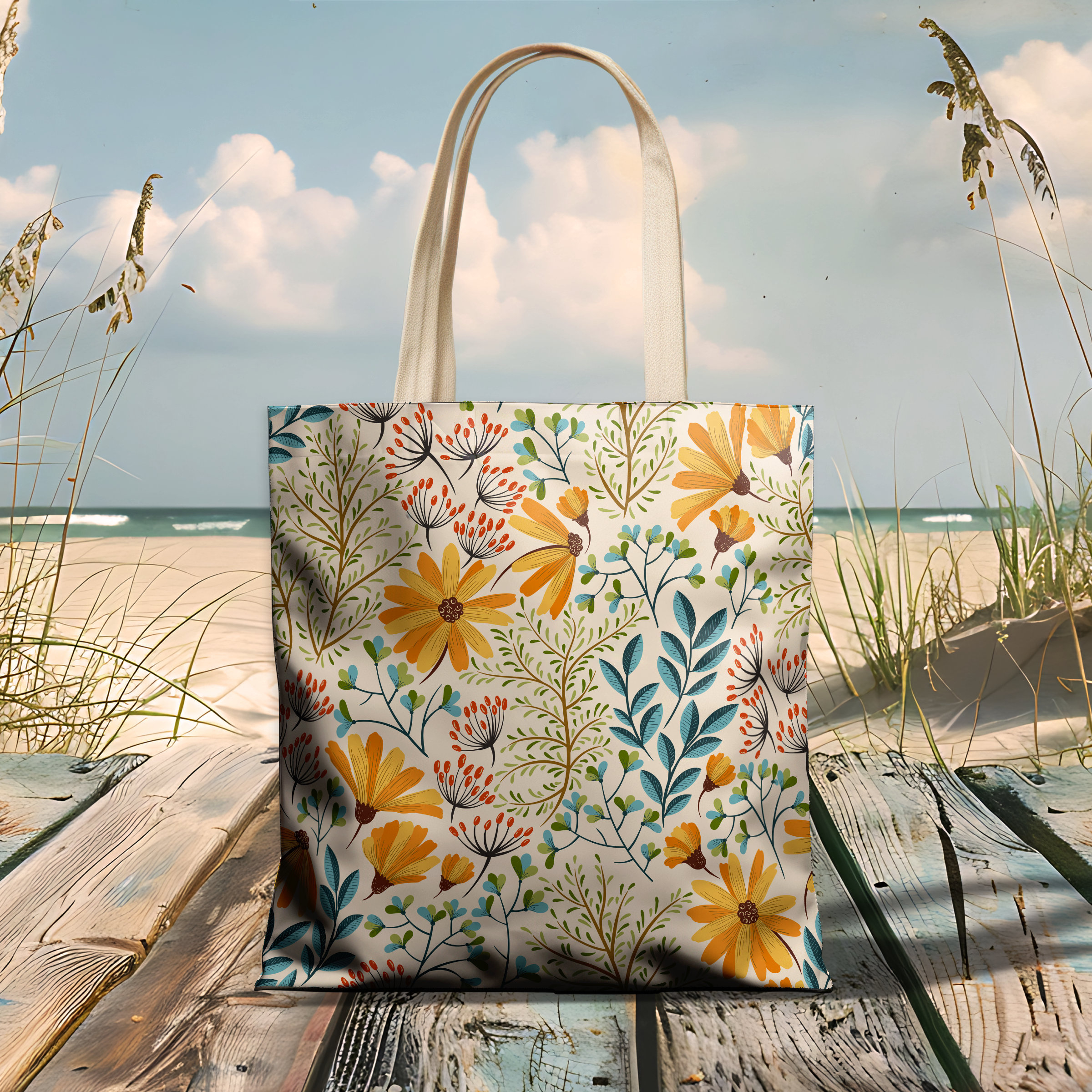 Floral Tote Bag, Flower Tote Bag, Tote Bags for Women, Grocery Bag — free download