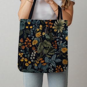 Wildflower Tapestry Tote Bag: Boho Beach Shoulder Bag