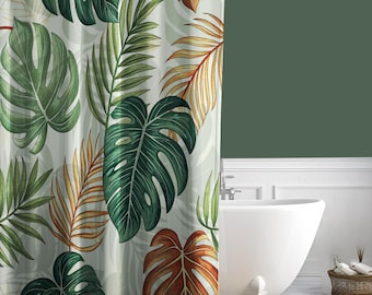 Tropic Leaves Shower Curtain: Botanical Bathroom Decor