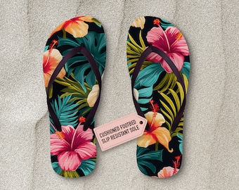 Hibiscus Hawaiian Flip-Flops: Boho Summer Sandals