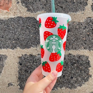 Strawberry Starbucks Cold Cup / Iced coffee cup / Tumbler / Spring Cup / Customized Gift / Custom Cup / Custom birthday gift / Easter gift