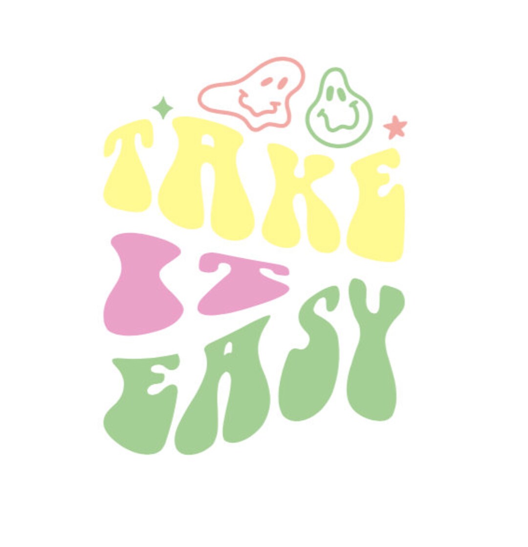 TAKE IT EASY Svg Png/ Groovy Svg Png / Smiley Face Png / Can Glass Svg ...