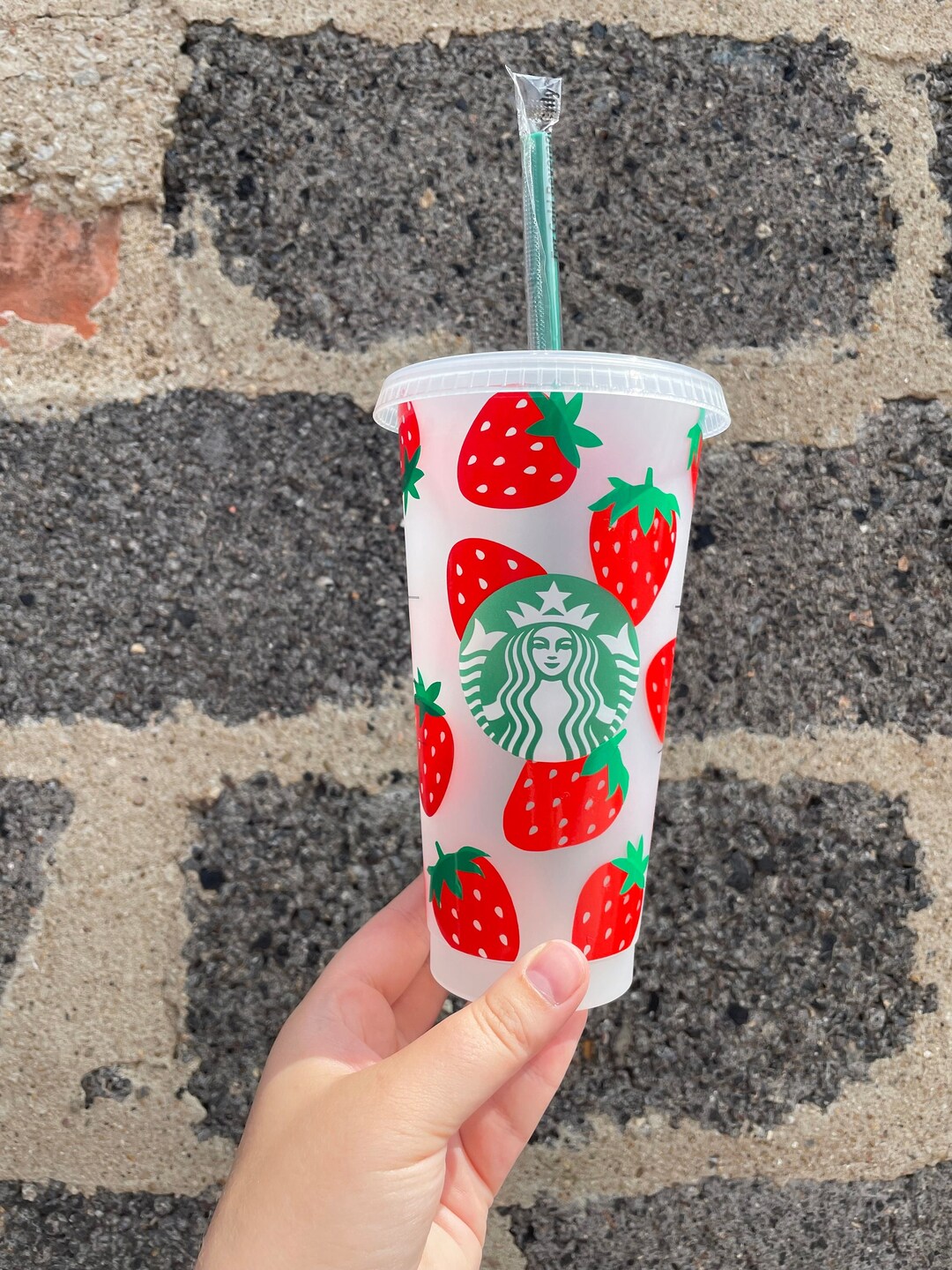 Strawberry Starbucks Cold Cup / Iced Coffee Cup / Tumbler / Spring Cup ...