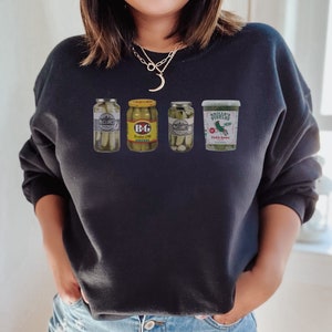 Pickle Sweatshirt, Funny Pickle Lover Gifts, Pickle Crewneck Sweater, Canned Pickles Pullover, Pickle Jar Top, Vintage Canning Vegetables