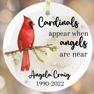 Custom Cardinal Memorial Ornament Remembrance ornament bauble Angel in Heaven in memory of ornament sympathy gift, 0-0934