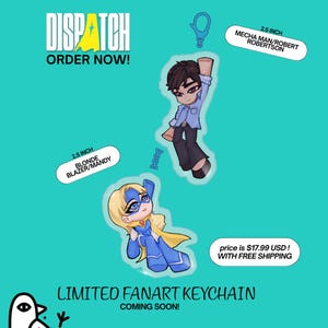 Dispatch Couple Epoxy Acrylic Keychain, Blonde Blazer/Mandy and Mecha Man/Robert Robertson