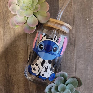 Cow Print Stitch Cup / Cow Print Stitch Tumbler / Cow Print Stitch Glass Can Cup