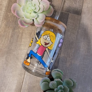 Personalized LM Glass Can Cup / Glass Tumbler / Glass Tumbler With Lid and Straw