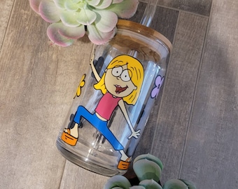 Personalized LM Glass Can Cup / Glass Tumbler / Glass Tumbler With Lid and Straw