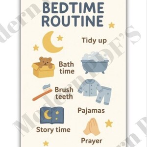 Christian Toddler Bedtime Routine Poster - Digital Download - Etsy