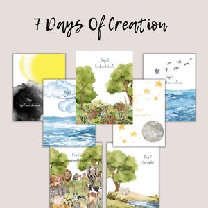 7 Days of Creation Watercolor Poster Collection - Instant Digital Download