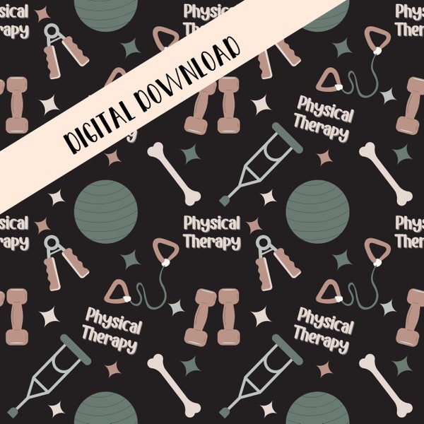 Physical Therapy Seamless Pattern, PT PNG