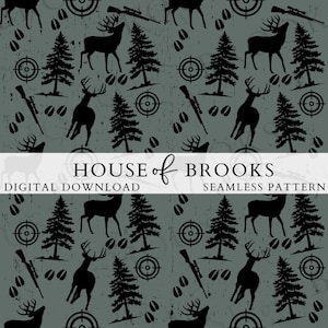 Boy Hunting Seamless File, Deer Hunting Seamless Pattern PNG, Hunter Sublimation File
