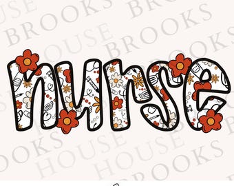 Fall Floral Nurse PNG, Nurse Shirt Design (Digital Download)