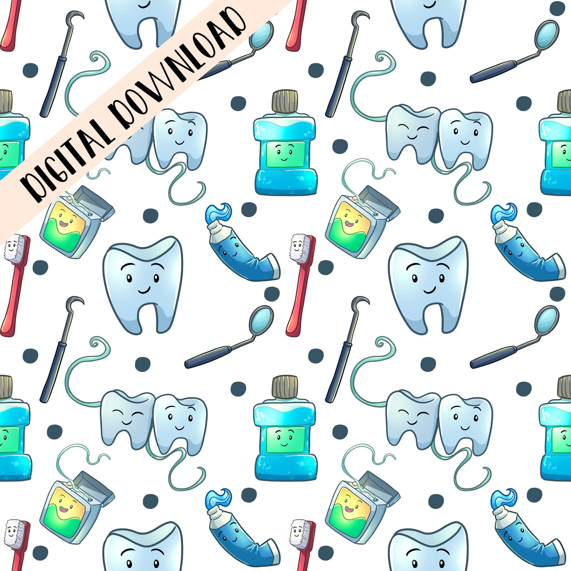 Dentist PNG File Dental Seamless Pattern - Etsy