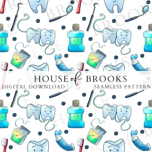 dentist PNG file, dental Seamless pattern, Dental Hygienist Assistant Sublimation Design, Dentist Teeth Seamless Pattern