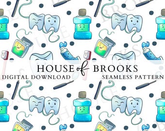 dentist PNG file, dental Seamless pattern, Dental Hygienist Assistant Sublimation Design, Dentist Teeth Seamless Pattern