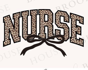 Nurse Bow PNG, Leopard Coquette Nurse PNG, Nurse Life Sublimation Design, Nursing Shirt Design, Popular PNG, Trending Shirt Design