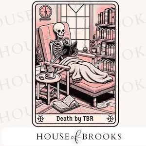 Carta de tarô literária PNG, Morte por TBR, Spicy Book Club Booktok, literária PNG, booktrovert