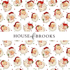 Vintage Santa seamless pattern, Christmas Digital Paper Download, Santa PNG file