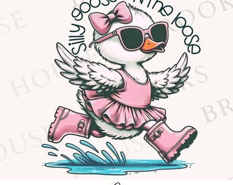 Dumme Gans PNG, kokette Schleife, Kinder-Shirt-Design (digitaler Download)