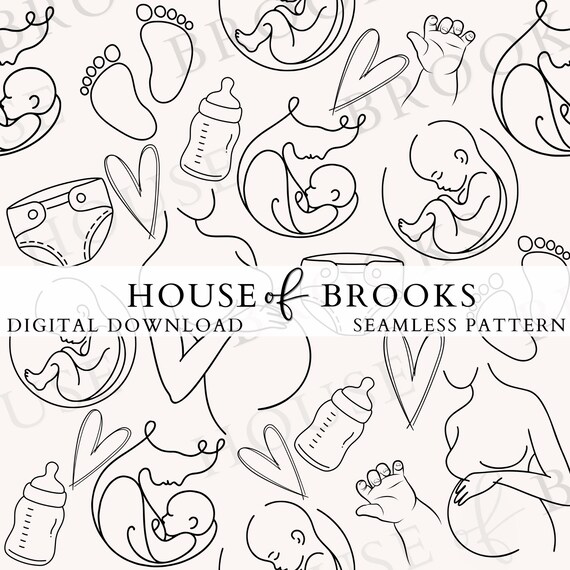 Nursing PNG file, Midwife Seamless pattern, Labor and Delivery Seamless Pattern