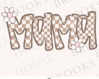 Mama Karierte Gänseblümchen PNG: Retro Mom Shirt Design (Digitaler Download