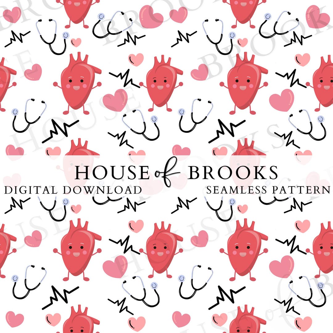 Cardiology Nurse Seamless Pattern, Nurse Digital Fabric, Heart Fabric ...