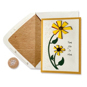 Carte de Thanksgiving Fleur Jaune, Carte d’appréciation faite à la main, Cartes de remerciement pour enseignant, entreprise, ami, collègue, patron