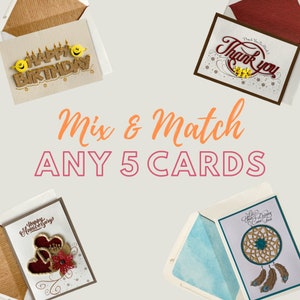Lot de cartes de vœux par Something Nice, votre choix de 5 cartes, lot de cartes, cartes en vrac, lot de cartes, cartes Mix Match, cartes d'anniversaire, toutes occasions.
