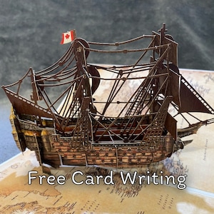 Canada Ship Model Pop Up, Heritage Greeting Cards, 3D Boat Cards, Card for all Occasions, Yacht 3D cards, World Map, Warship, Sea Expedition