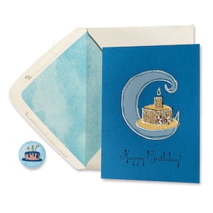 Blue Moon Handmade Birthday Card, Cake Card, Lettre C, Waves, Pour maman, papa, elle, lui, amis