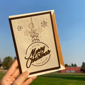 Ornements Carte de Joyeux Noël, Carte de Bonne Année, Carte de Noël élégante faite à la main, Cartes de vœux Joyeuses Fêtes