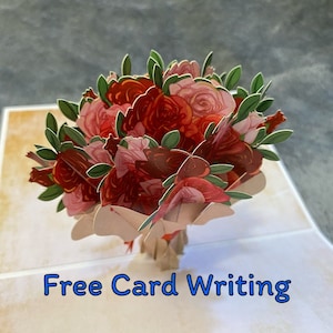 Pop up flower bouquet Birthday, Women's Day,  3D Greeting Cards, Personalization, Valentine, For Her, Special Gift, Table Display