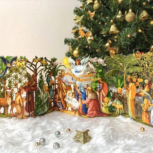 Personnalisation : carte de Jésus-Christ en zigzag, carte de Noël 3D pop-up, carte de vœux premium, Nativité de Jésus