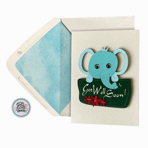Get Well Soon Carte d’éléphant, Récupération, Survivant, Meilleurs vœux, Surmonter, Aller mieux