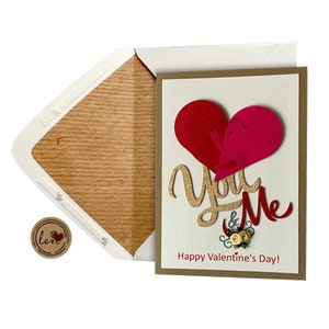 Cartes de Saint-Valentin drôles faites à la main, pièces de cœur embrassant des cartes de Saint-Valentin pour amant, pour lui, pour elle, pour petit ami et pour petite amie