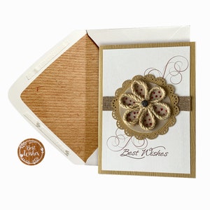 Élégante carte de vœux faite à la main, bonne chance, carte de fleurs