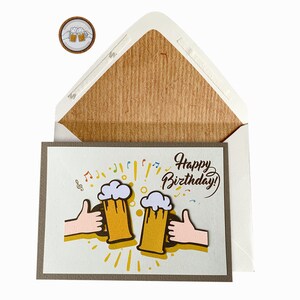 Carte d’anniversaire faite à la main de bière, carte de voeux de joyeux anniversaire, pour maman, papa, elle, lui, amis