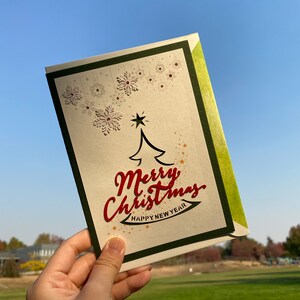 Carte de Joyeux Noël unique, Carte de Noël en pin, Carte de vœux Joyeuses Fêtes, Carte Noel de luxe, Carte d’arbre de Noël