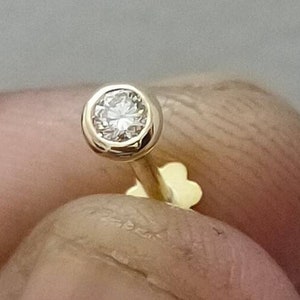 Natural diamond  Cartilage Helix Tragus Labret Piercing Lip Brow, Helix Brow Piercing Nose Pin Cartilage Piercing tragus stud Bezel solitair