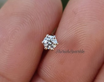 ShirishSparke Tinny  .10CRT Natural Diamond Nose piercing Genuine diamond nose pin single pin real diamond nose pin solitaire diamond helix