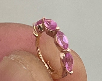 Pink sapphire hoop, Sapphire nose ring, nose pin with pink natural sapphire gemstone helix, tragus labret earring hoop, helix hoop earring