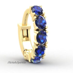 Natürlicher blauer Saphir Nasenpiercing, Edelstein Nasenring, Saphir Helix Ohrläppchen Nasenring Tragus Nasenring Piercing Ring Clicker Daith Ring