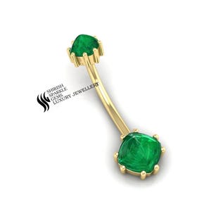 Rare shape Colambian emerald belly button piercing, colambia emerald belly ring, emerald belly button, sugarloaf emerald Navel piercing,