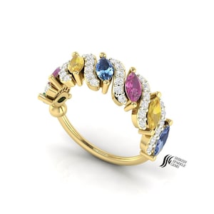 14K Rainbow Multi colored Sapphire diamond Ear conch cartilage ear cartilage daith hoop ear helix huggie clicker sapphire ear piercing hoop